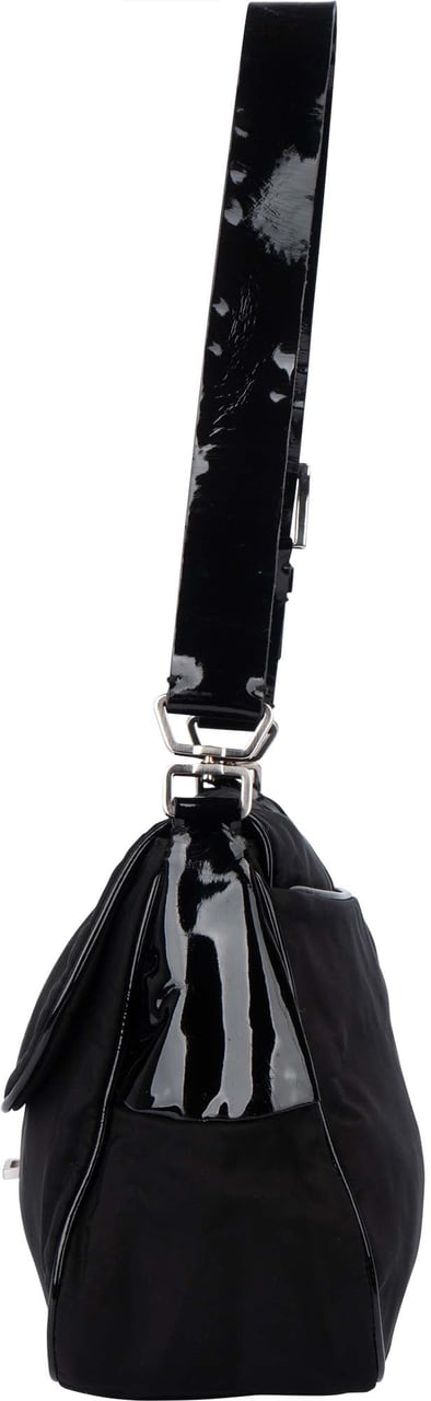 Prada Prada Black Nylon Triangle Shoulder Bag Zwart