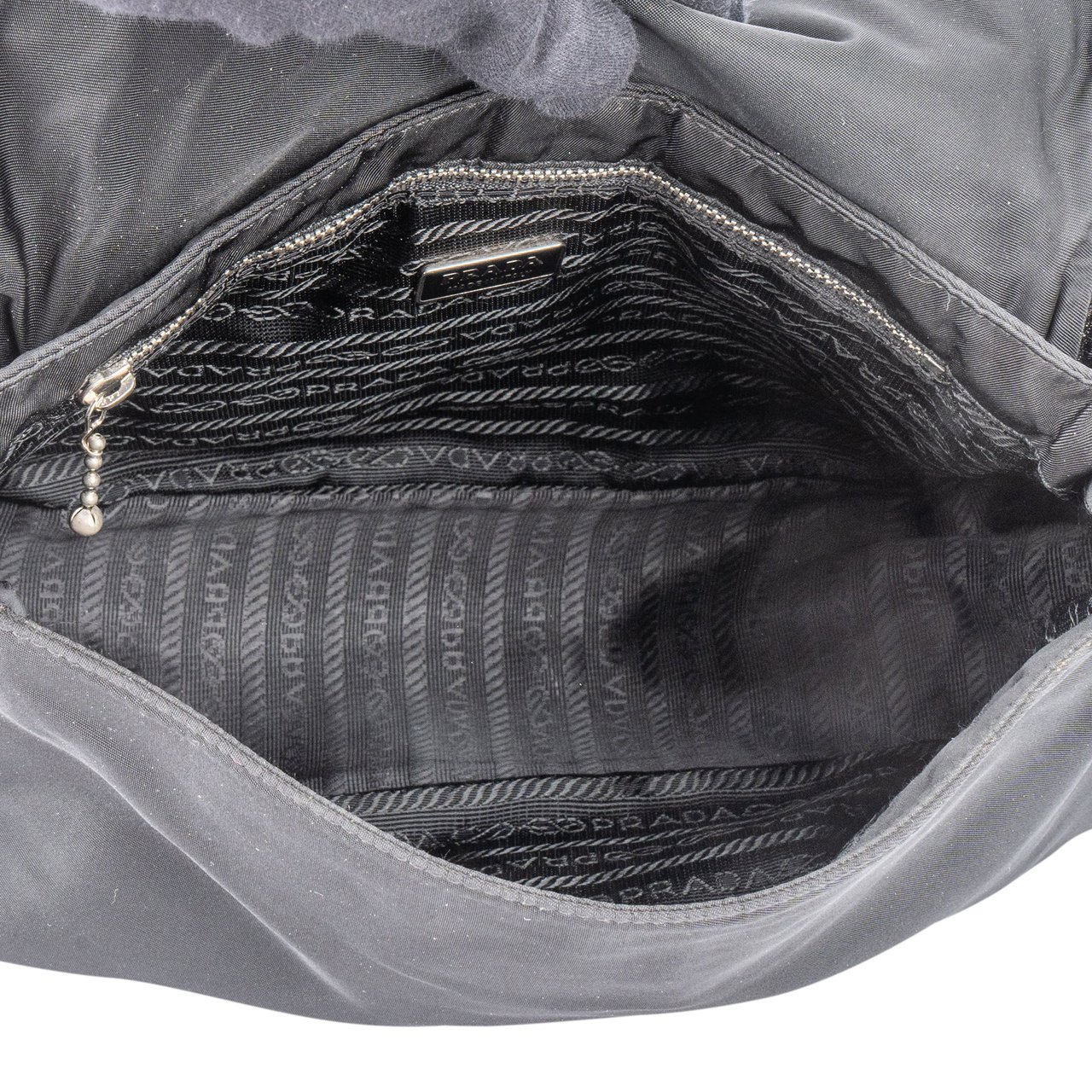 Prada Prada Black Nylon Triangle Shoulder Bag Zwart