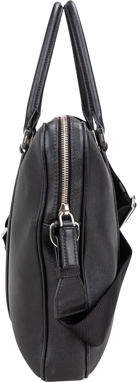 Prada Prada Black Swift Leather Business Handbag Zwart