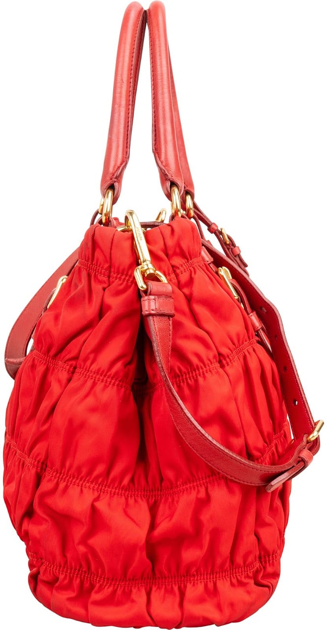 Prada Tessuto Gaufre Tote Handbag Rood