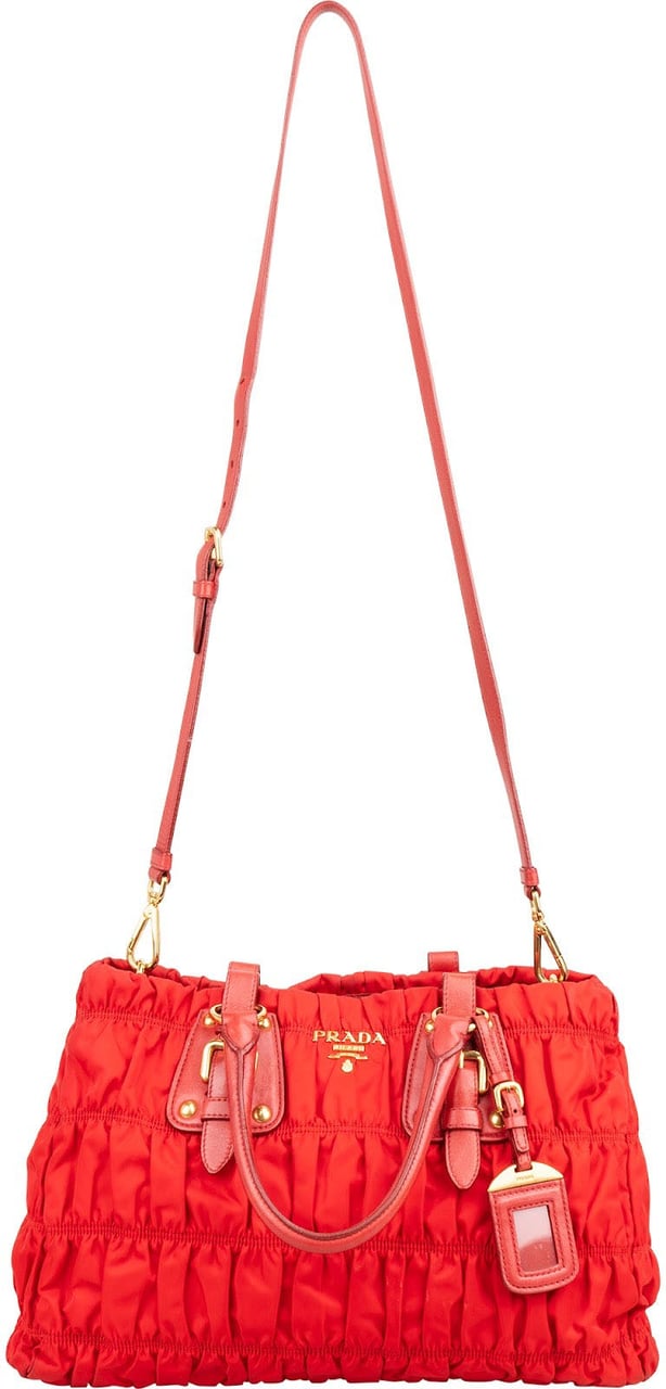 Prada Tessuto Gaufre Tote Handbag Rood