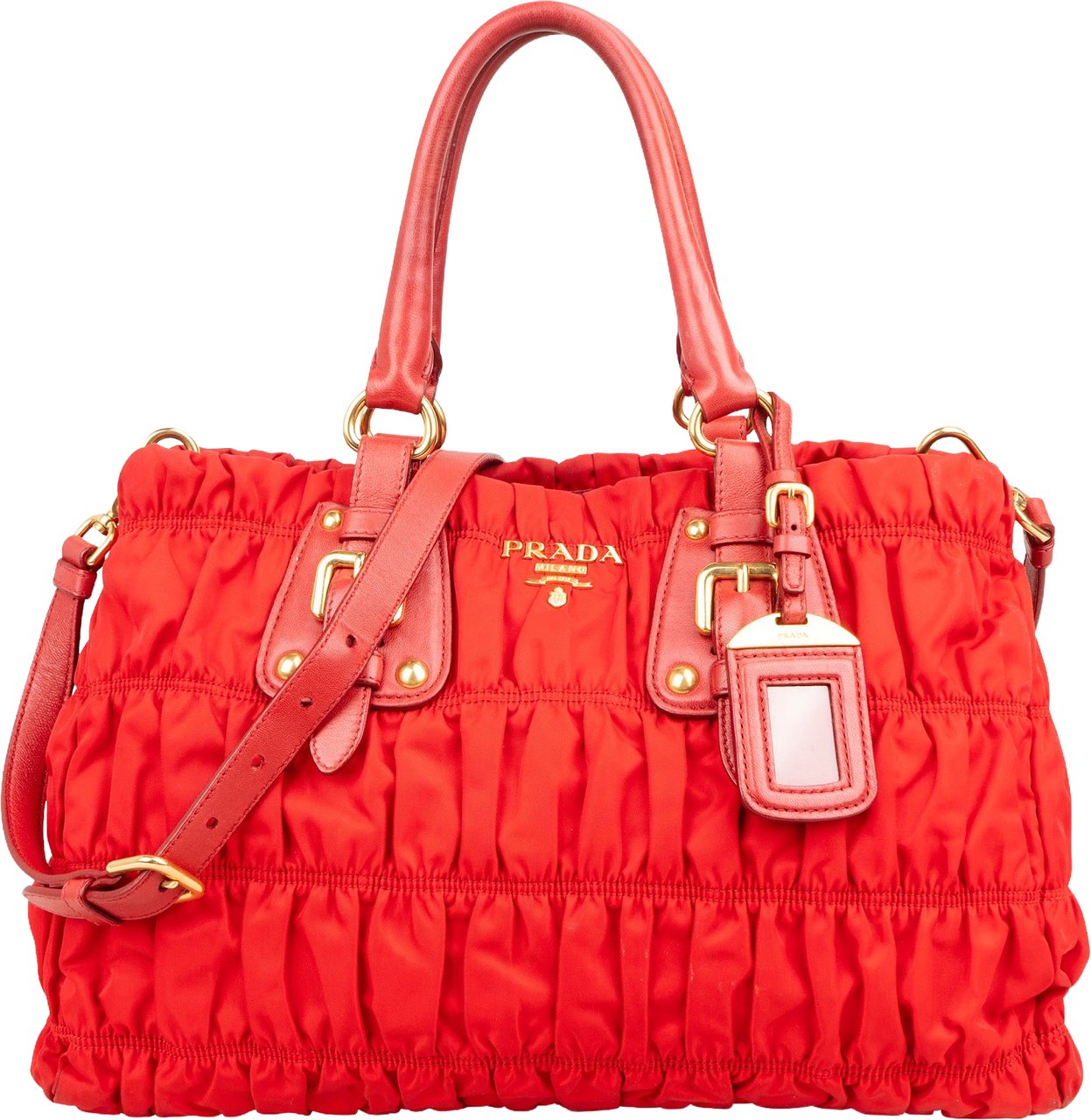 Prada Tessuto Gaufre Tote Handbag Rood