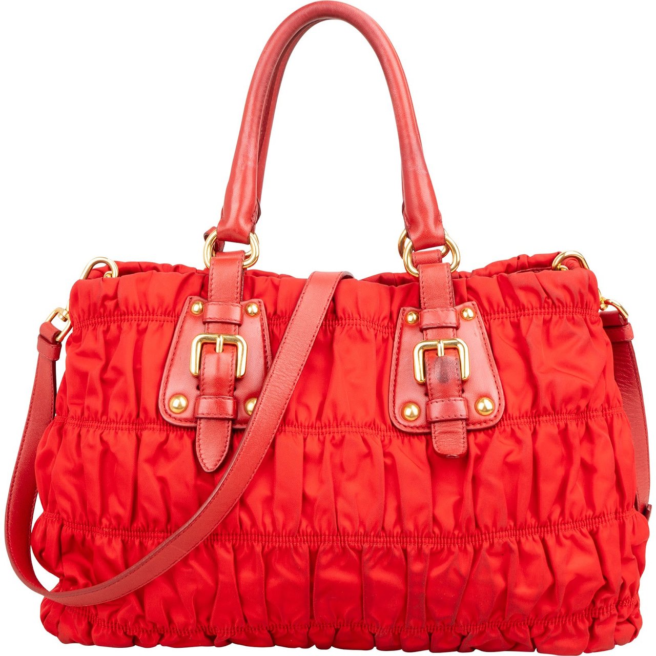 Prada Tessuto Gaufre Tote Handbag Rood