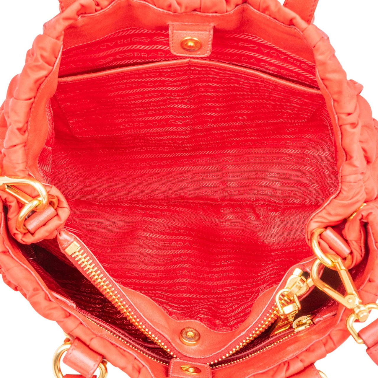 Prada Tessuto Gaufre Tote Handbag Rood