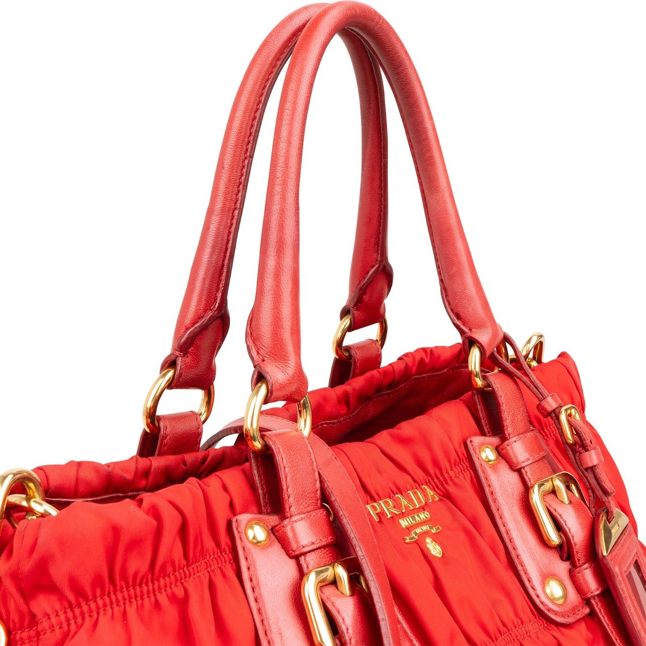 Prada Tessuto Gaufre Tote Handbag Rood