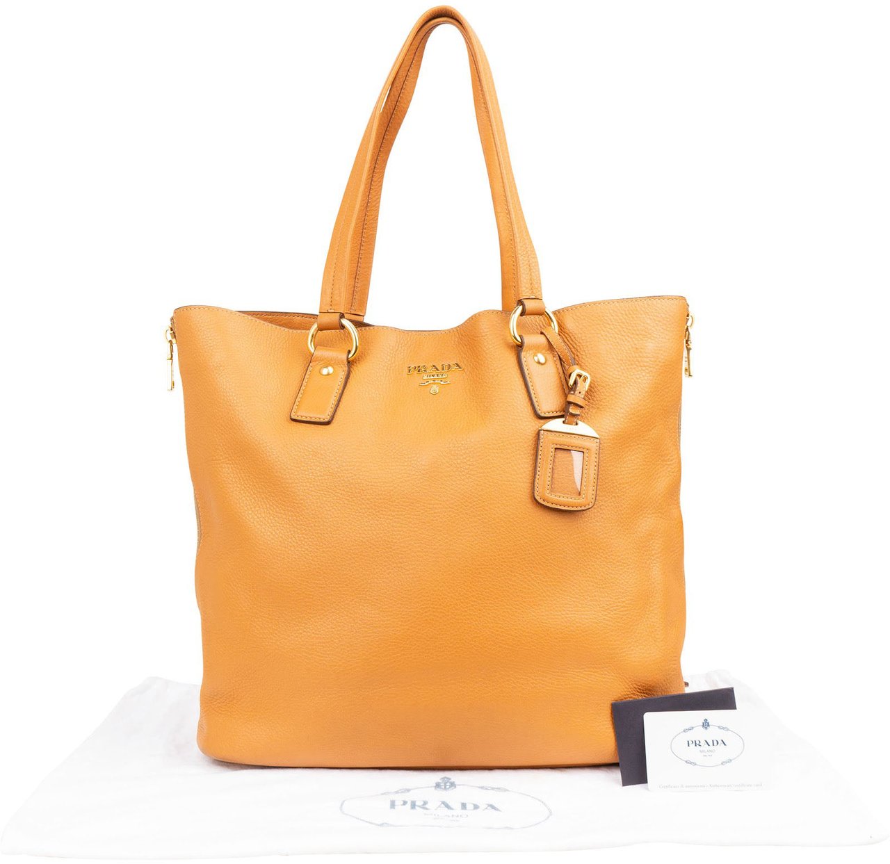 Prada Vitello Daino Shopping Tote Shoulder Bag Divers