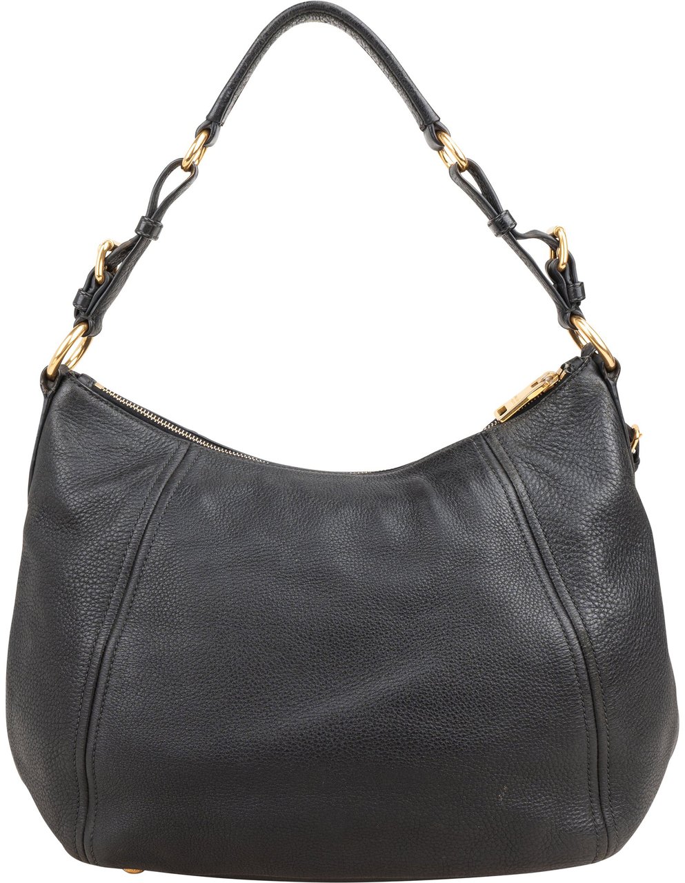 Prada Vitello Daino Leather Hobo Shoulder Bag Zwart