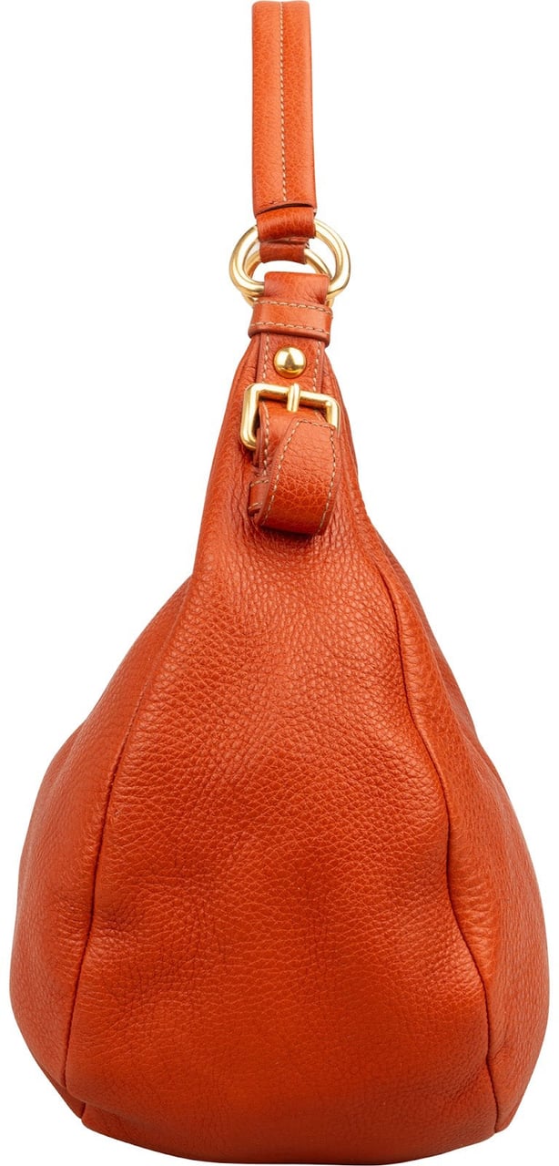 Prada Orange Vitello Daino Leather Hobo Shoulder Bag Oranje