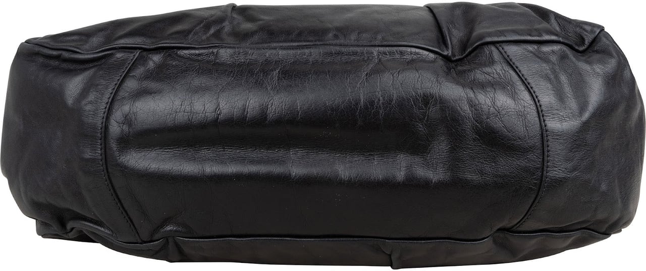Prada Nappa Leather Gathered Hobo Shoulder Bag Zwart