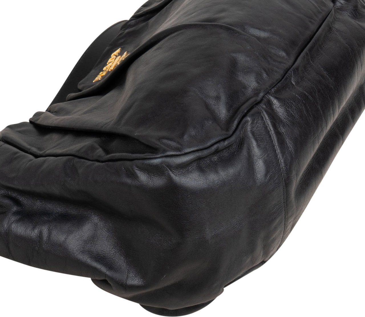 Prada Nappa Leather Gathered Hobo Shoulder Bag Zwart