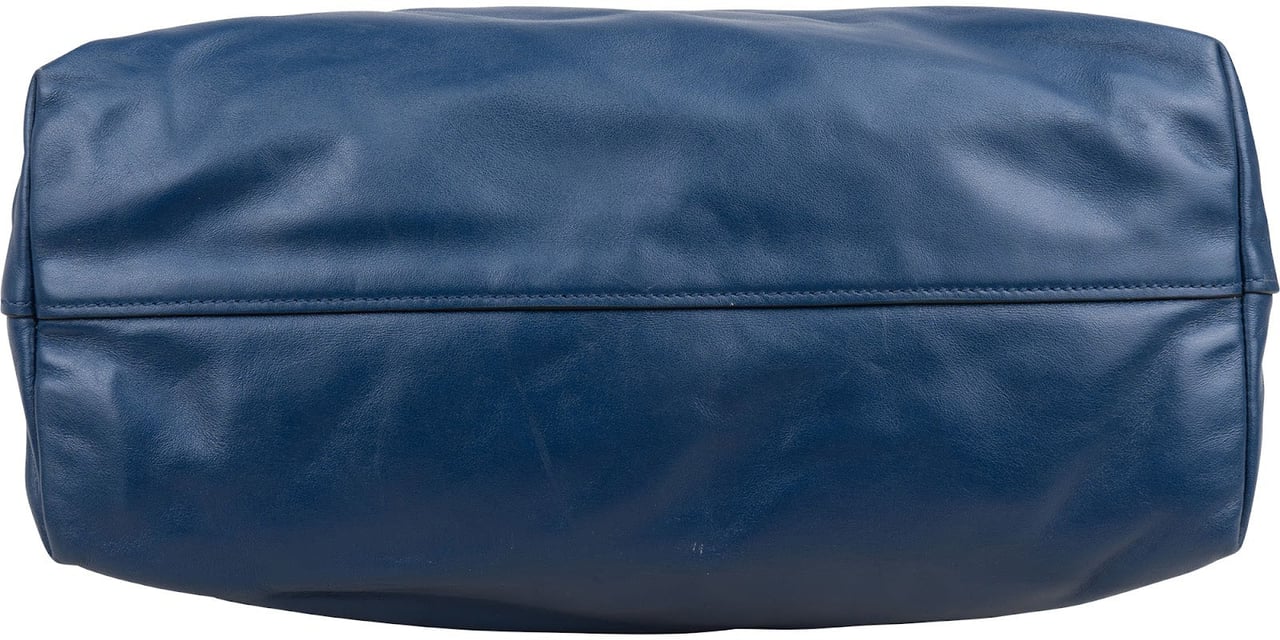 Prada Soft Calf Leather Tote Shoulder Bag Blauw