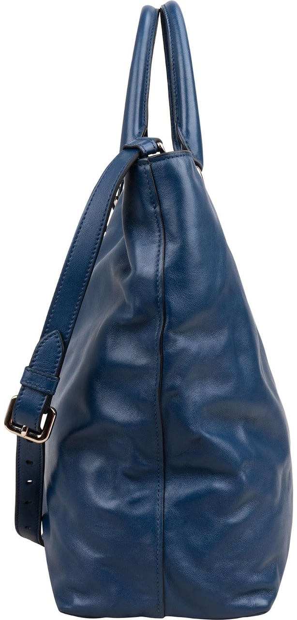 Prada Soft Calf Leather Tote Shoulder Bag Blauw