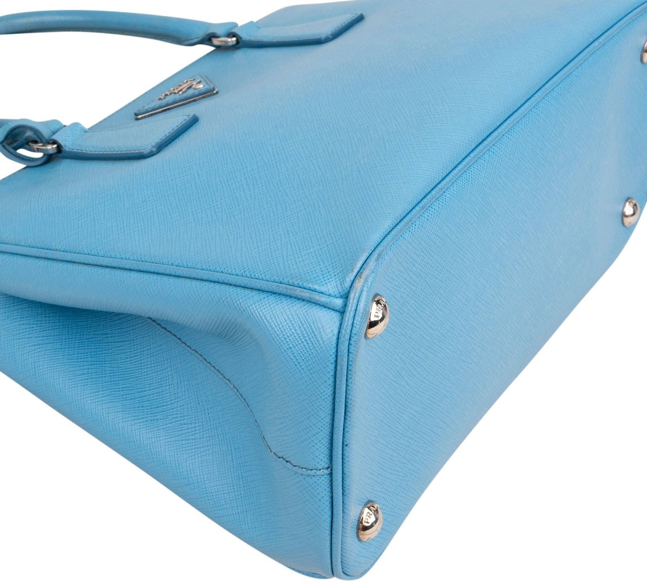 Prada Blue Saffiano Leather Galleria Handbag Lichtblauw