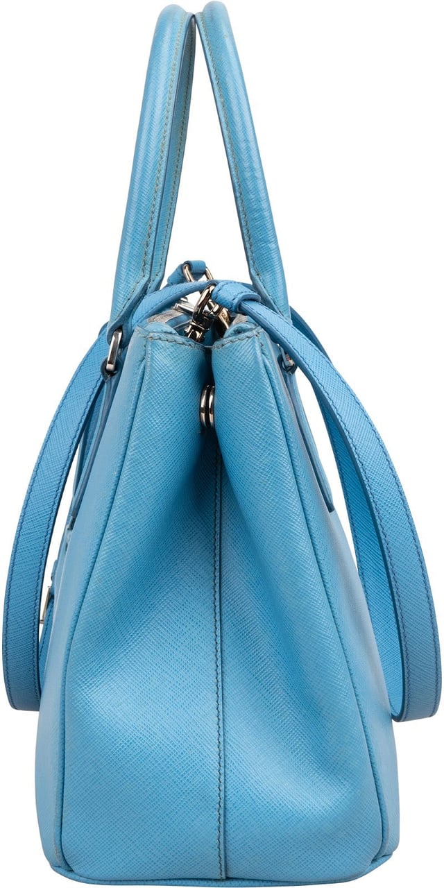 Prada Blue Saffiano Leather Galleria Handbag Lichtblauw