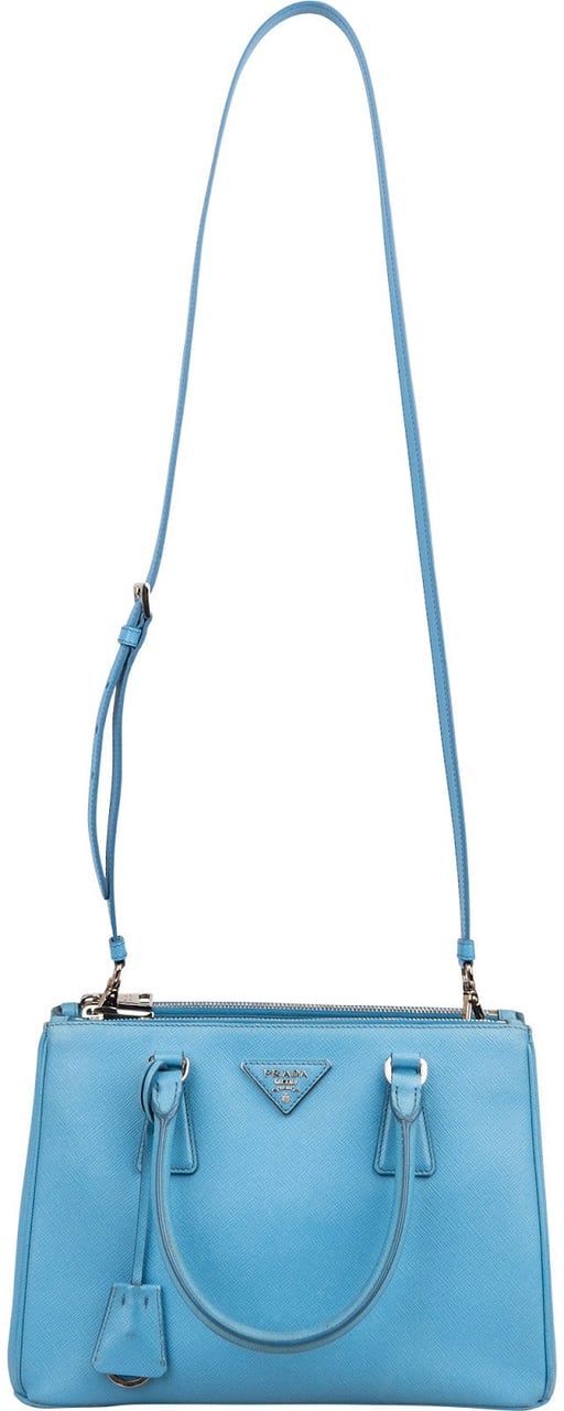Prada Blue Saffiano Leather Galleria Handbag Lichtblauw