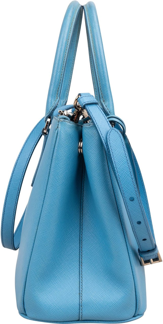 Prada Blue Saffiano Leather Galleria Handbag Lichtblauw