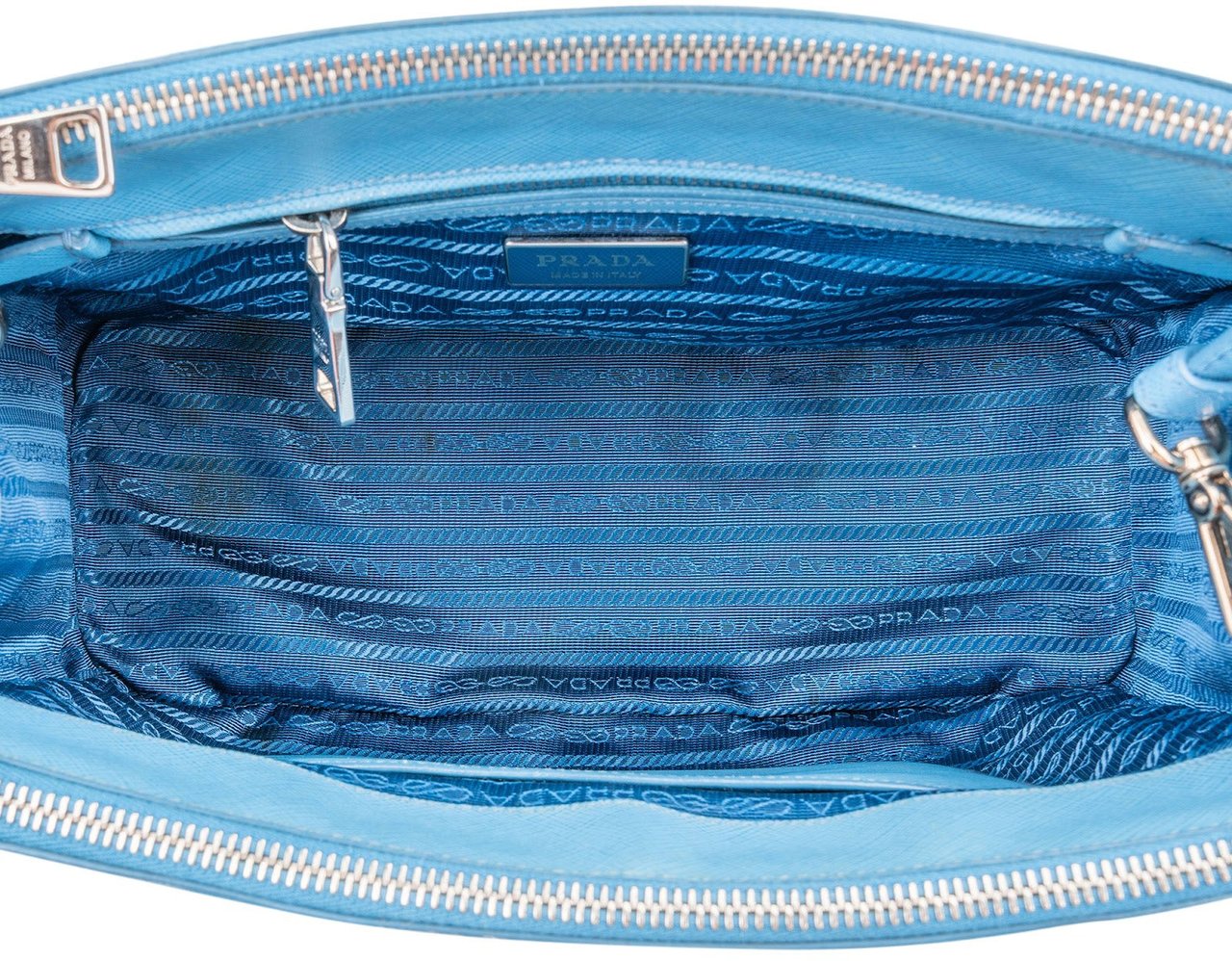 Prada Blue Saffiano Leather Galleria Handbag Lichtblauw