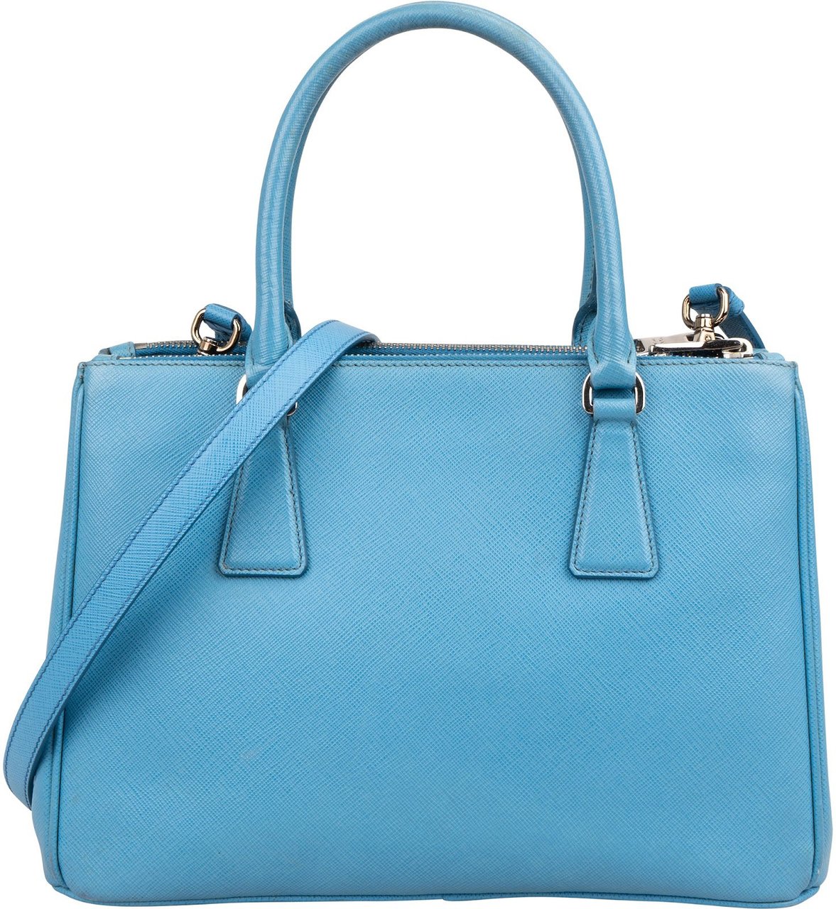 Prada Blue Saffiano Leather Galleria Handbag Lichtblauw