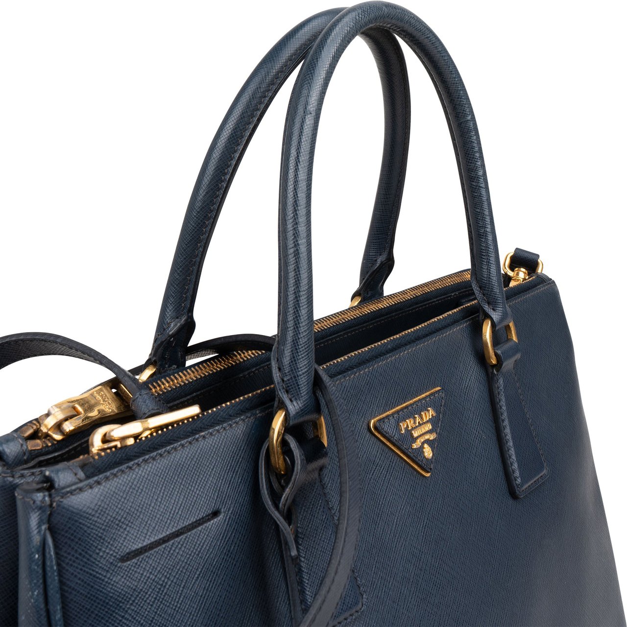 Prada Saffiano Leather Galleria Handbag Navy