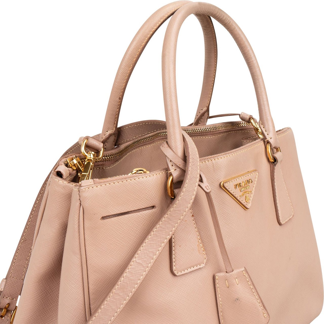 Prada Pink Saffiano Leather Galleria Handbag Rood