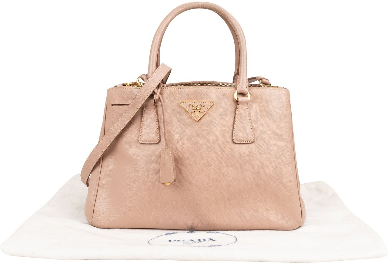Prada Pink Saffiano Leather Galleria Handbag Rood