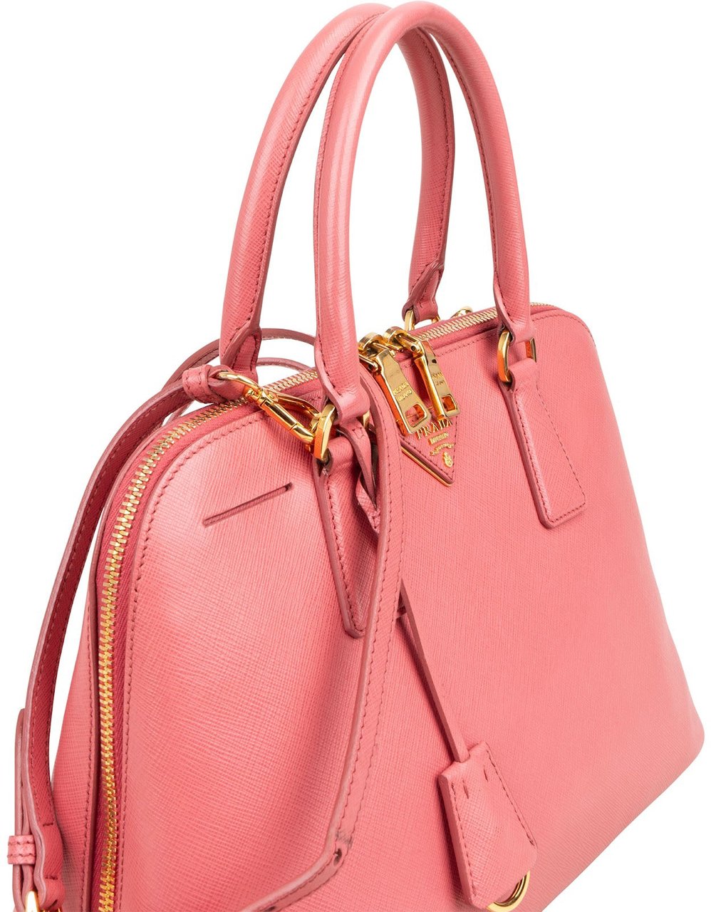Prada Pink Saffiano Leather Promenade Handbag Rood