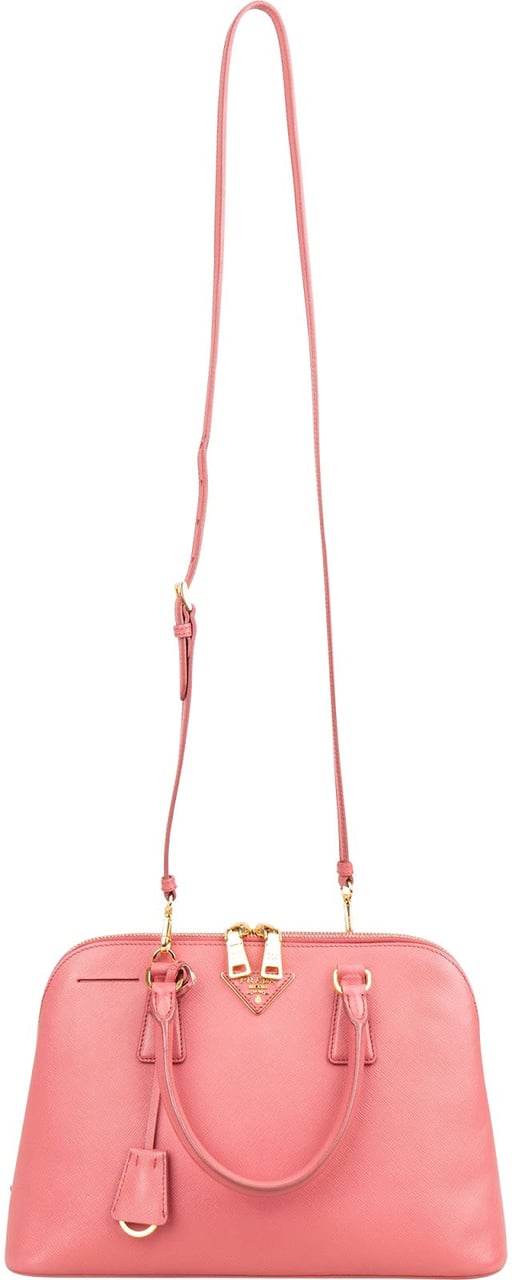 Prada Pink Saffiano Leather Promenade Handbag Rood