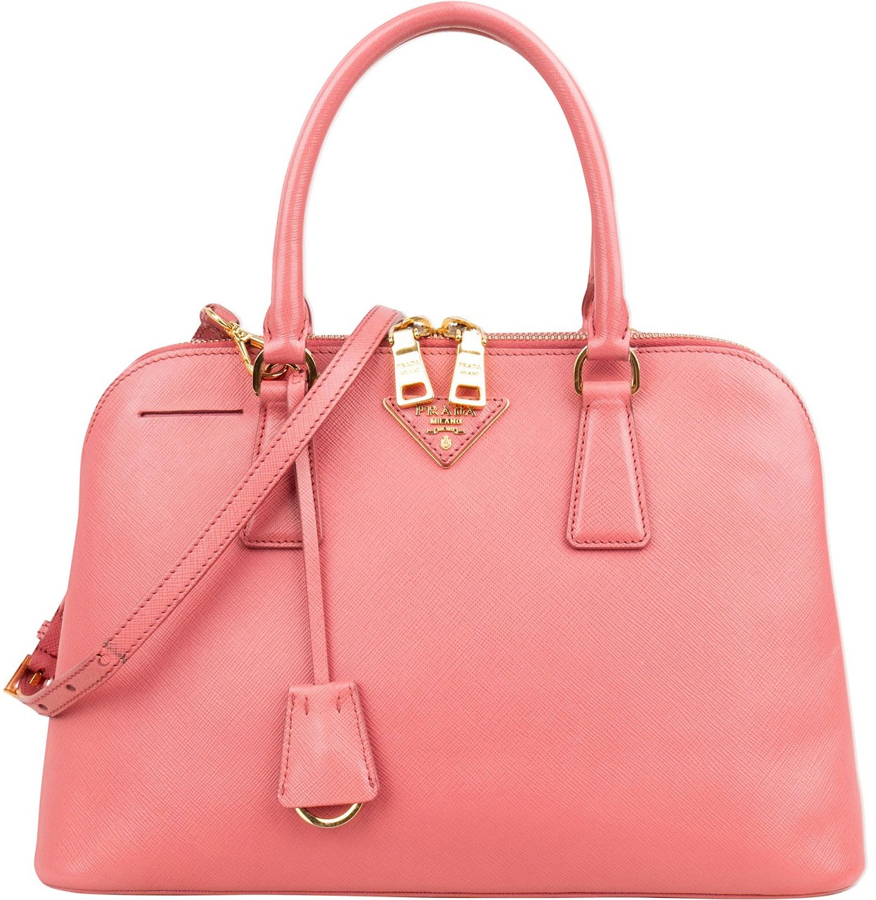 Prada Pink Saffiano Leather Promenade Handbag Rood