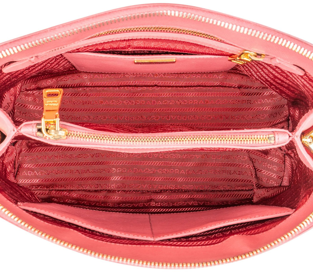 Prada Pink Saffiano Leather Promenade Handbag Rood