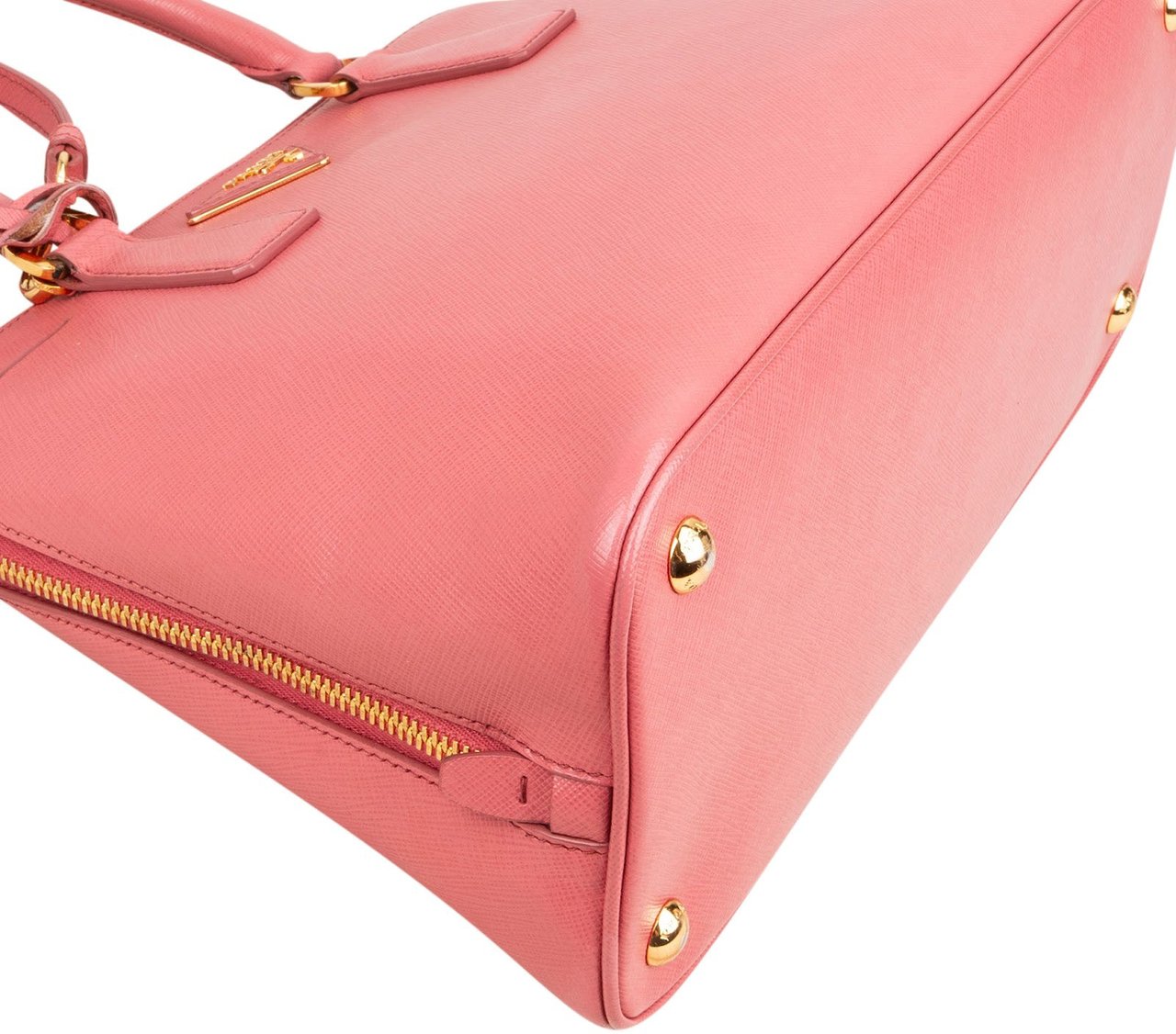 Prada Pink Saffiano Leather Promenade Handbag Rood