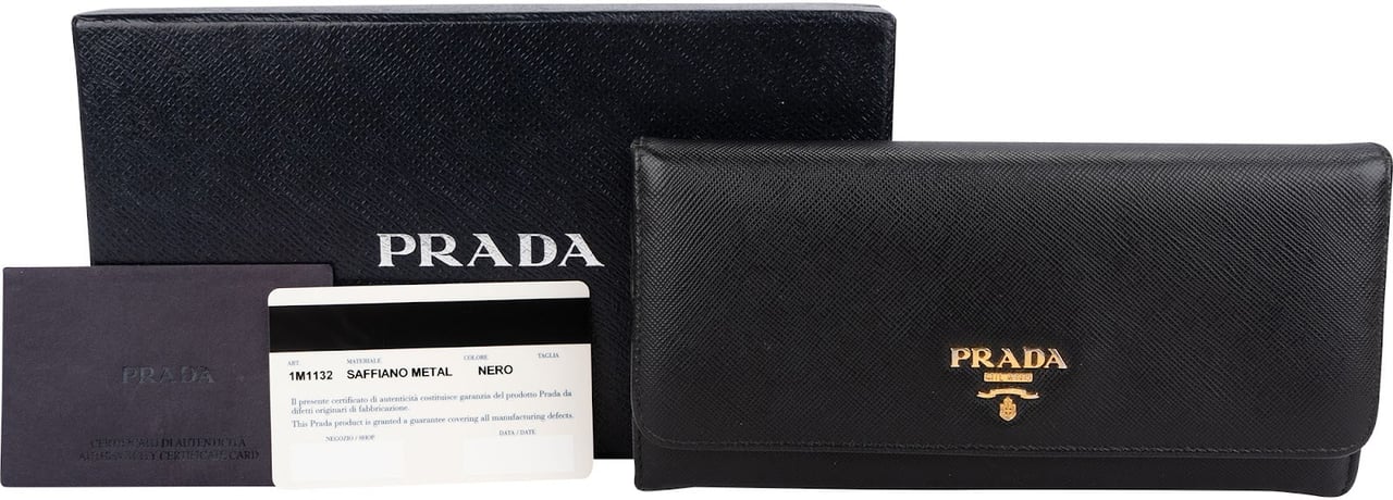 Prada Saffiano Leather Continental Wallet 1M1132 Zwart