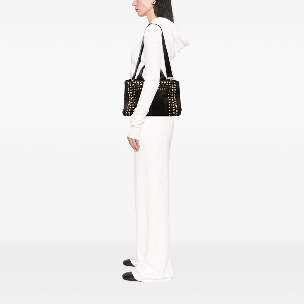 Prada Canvas Canapa Bijoux Satchel Zwart