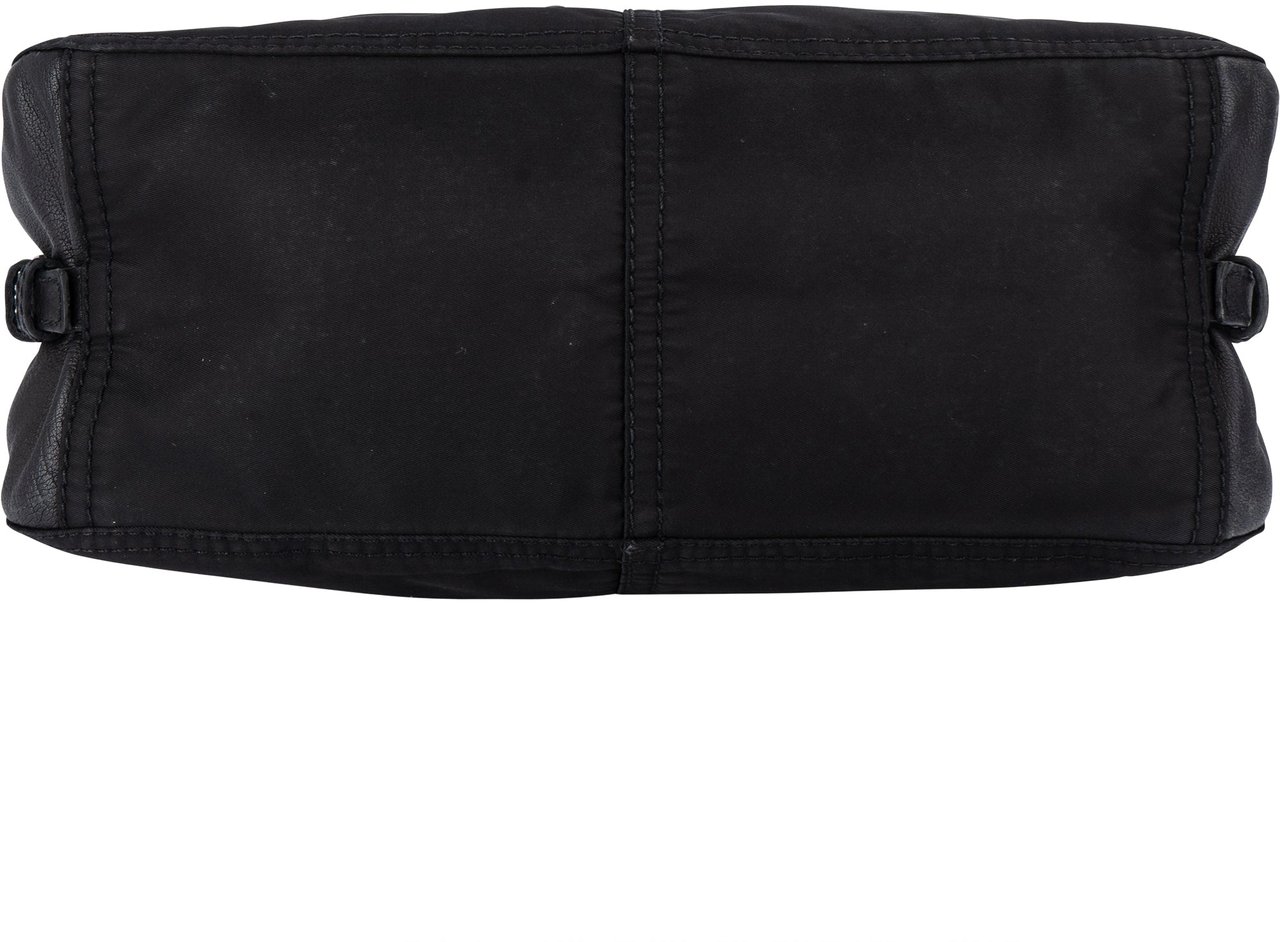 Prada Prada Black Nylon Triangle Twin Pocket Shoulder Bag Zwart
