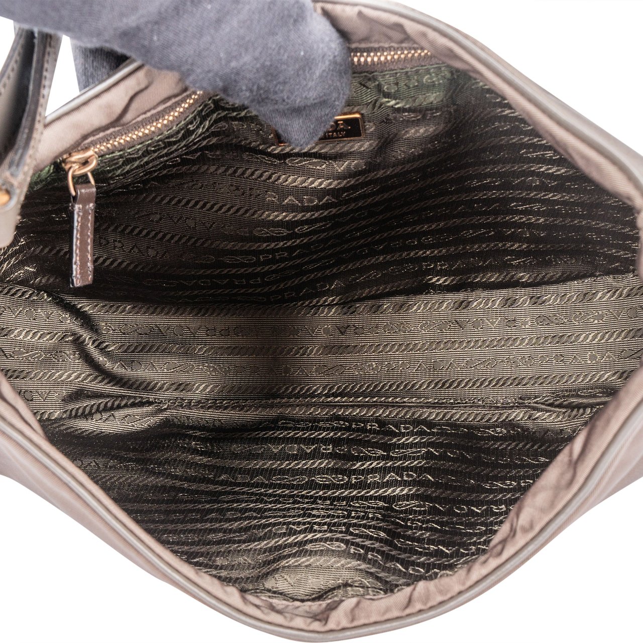 Prada Prada Grey Nylon Triangle Turnlock Shoulder Bag Divers