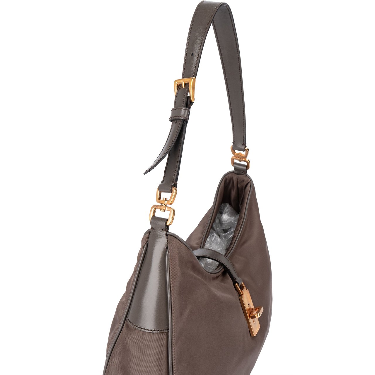Prada Prada Grey Nylon Triangle Turnlock Shoulder Bag Divers