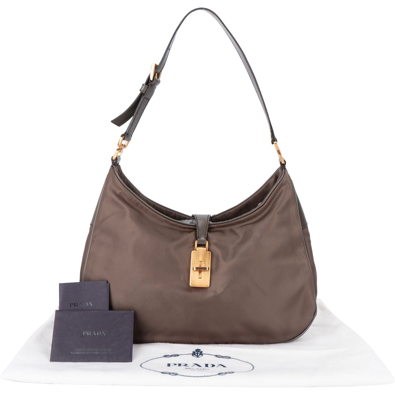 Prada Prada Grey Nylon Triangle Turnlock Shoulder Bag Divers