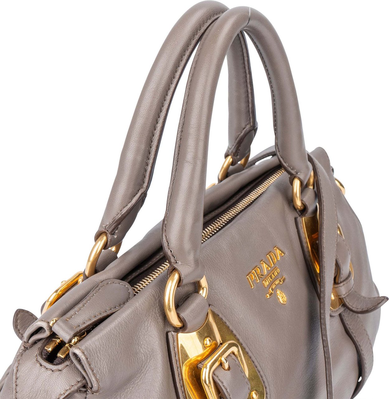 Prada Prada Grey Leather Vitello Handbag Divers