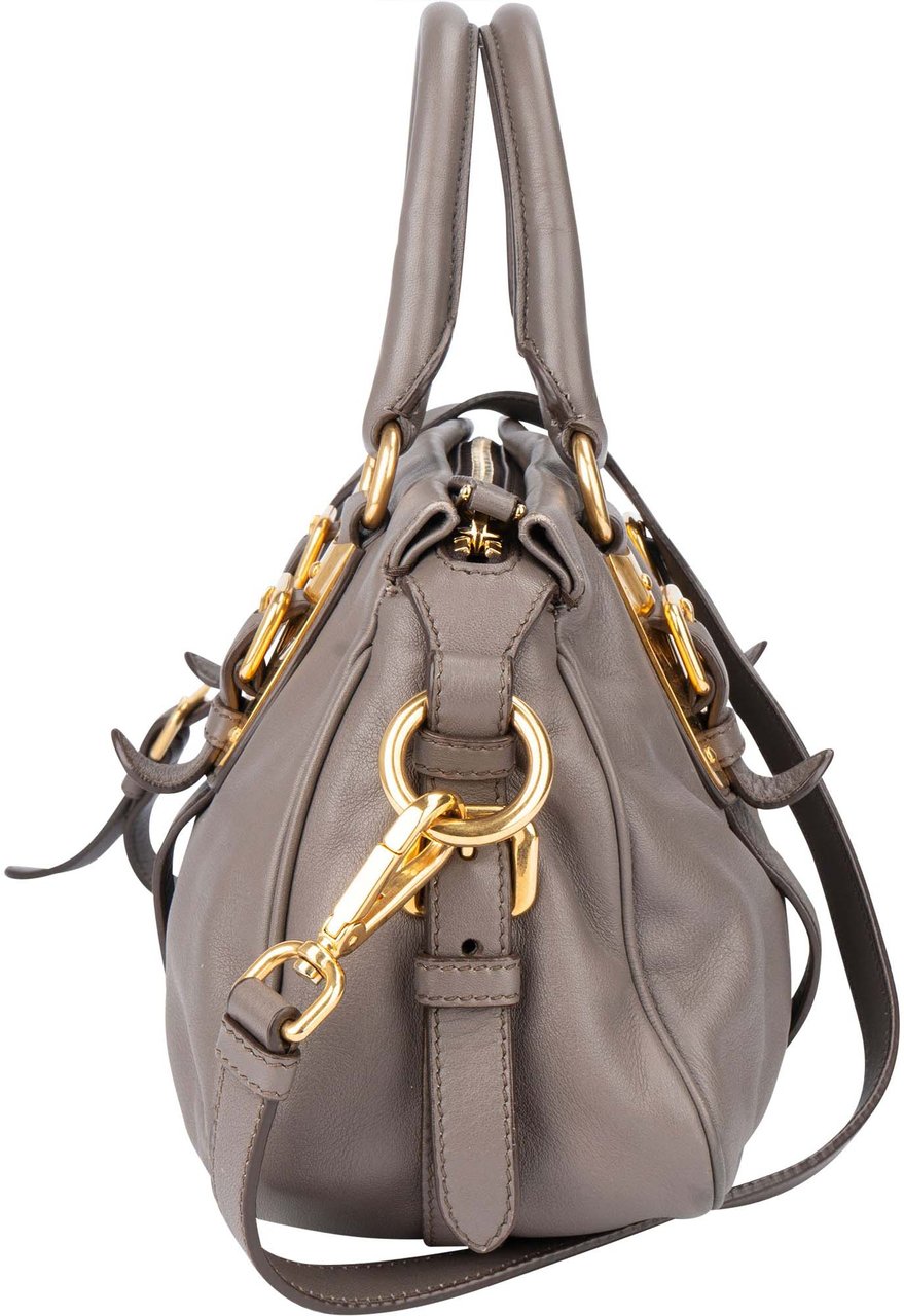 Prada Prada Grey Leather Vitello Handbag Divers