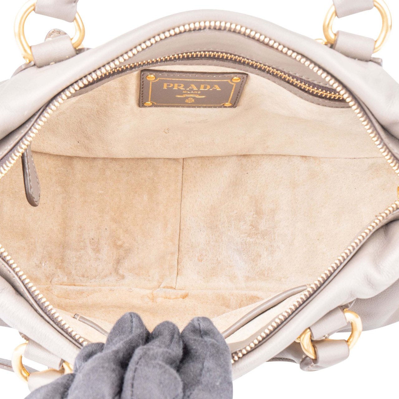 Prada Prada Grey Leather Vitello Handbag Divers