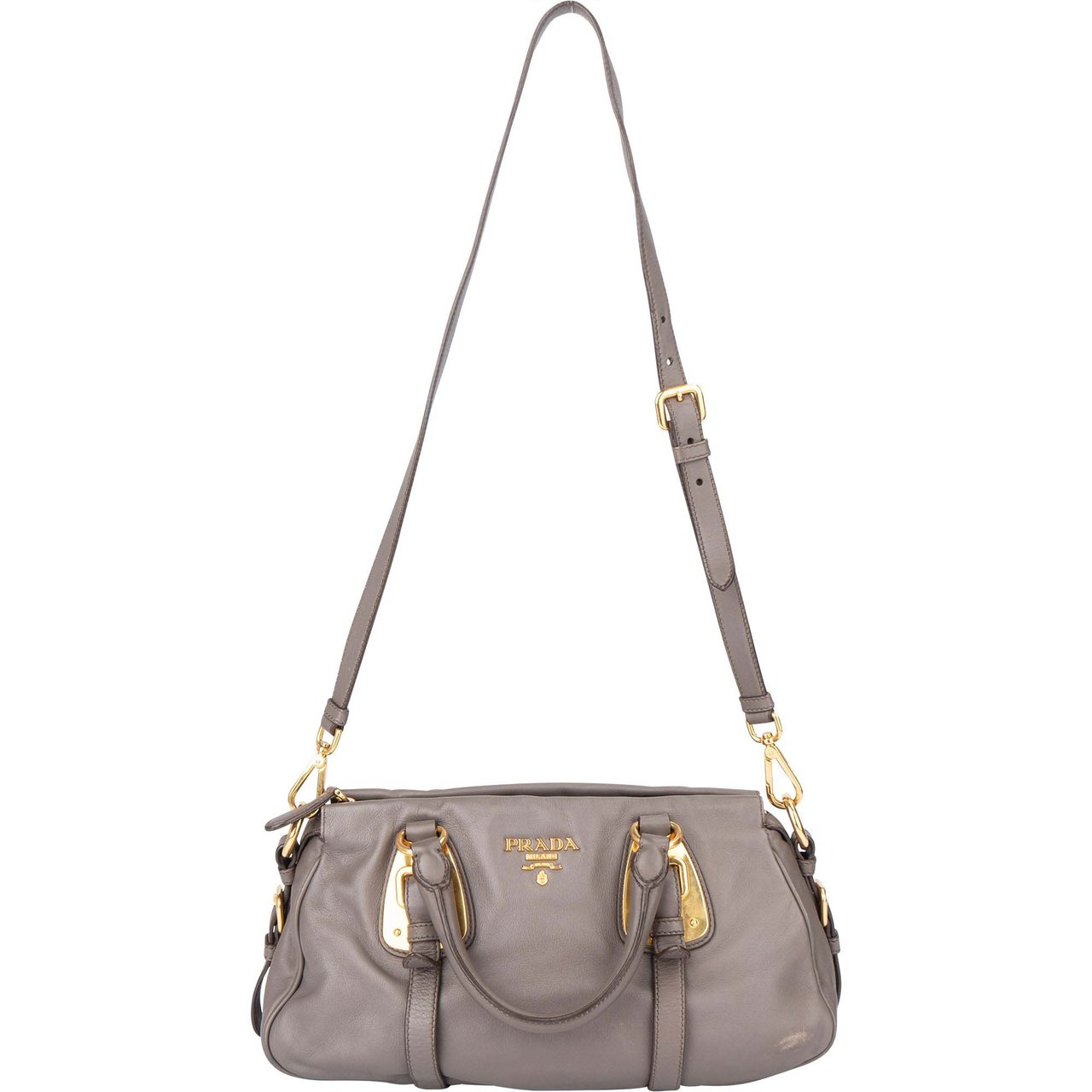 Prada Prada Grey Leather Vitello Handbag Divers