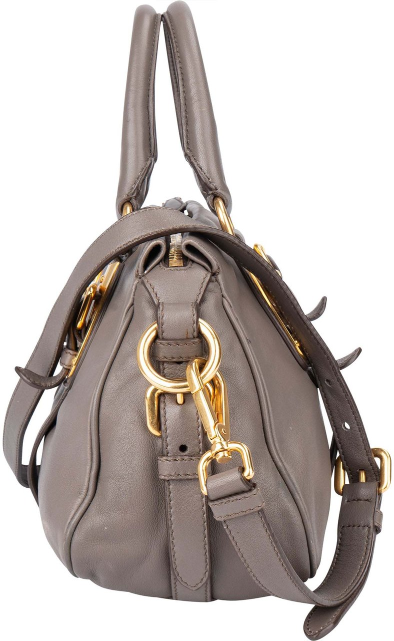 Prada Prada Grey Leather Vitello Handbag Divers