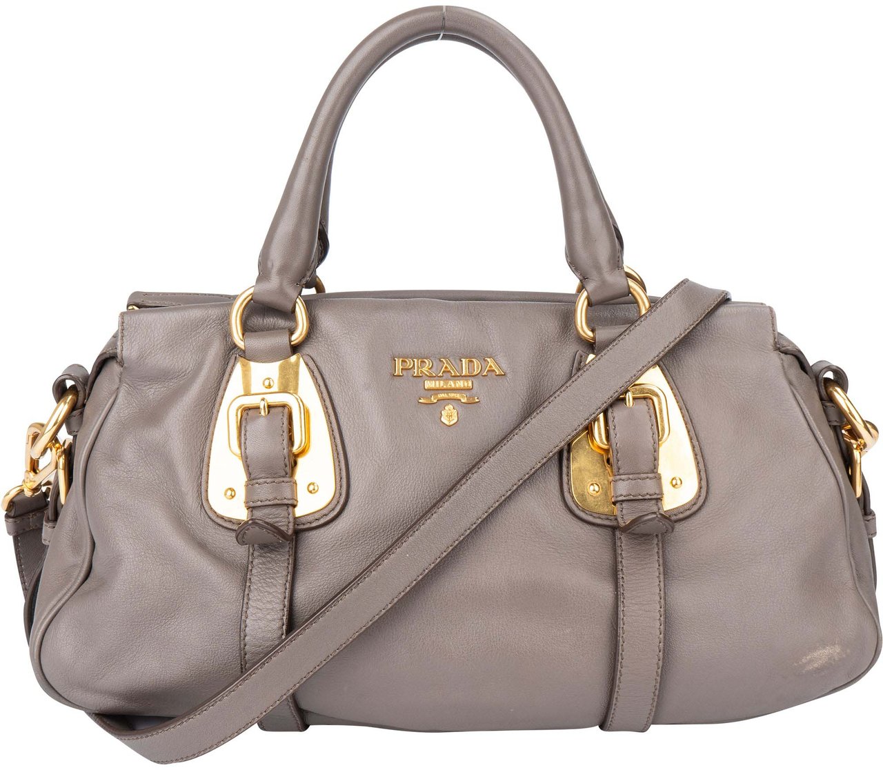 Prada Prada Grey Leather Vitello Handbag Divers