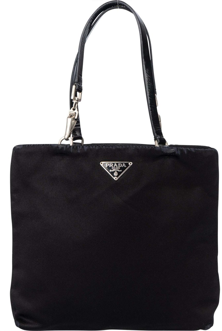 Prada Prada Black Satin Triangle Handbag Zwart
