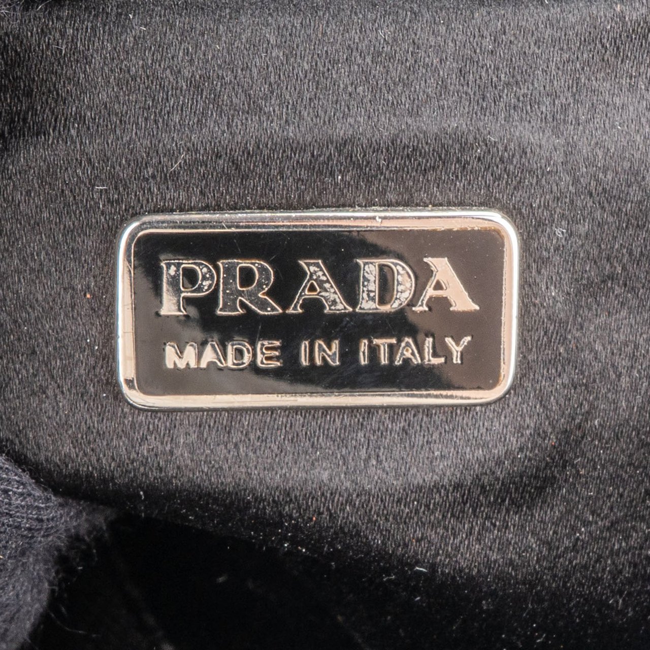 Prada Prada Black Satin Triangle Handbag Zwart