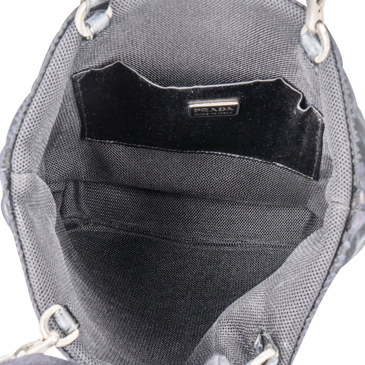Prada Prada Black Satin Triangle Handbag Zwart