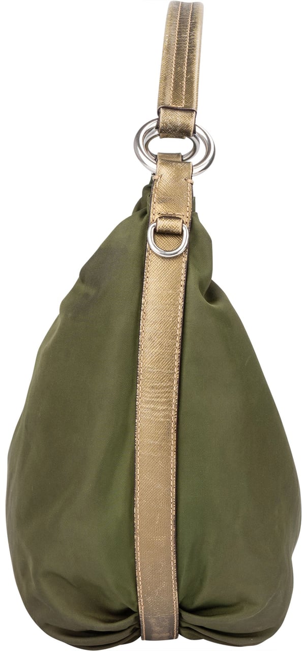 Prada Prada Green Nylon Triangle Hobo Bag Groen