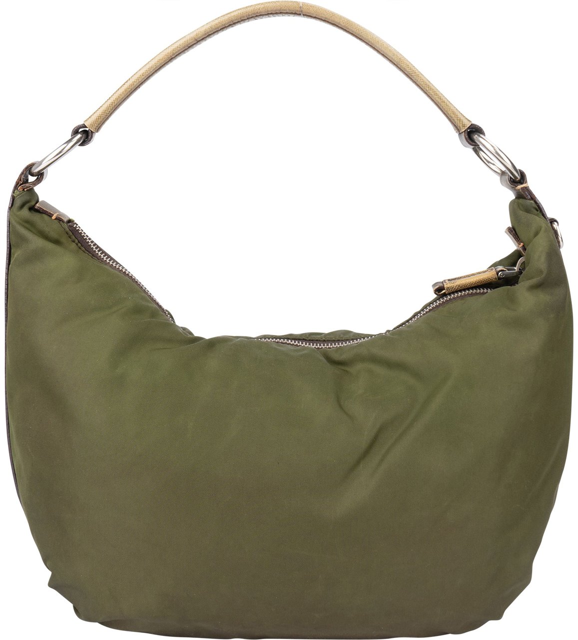 Prada Prada Green Nylon Triangle Hobo Bag Groen