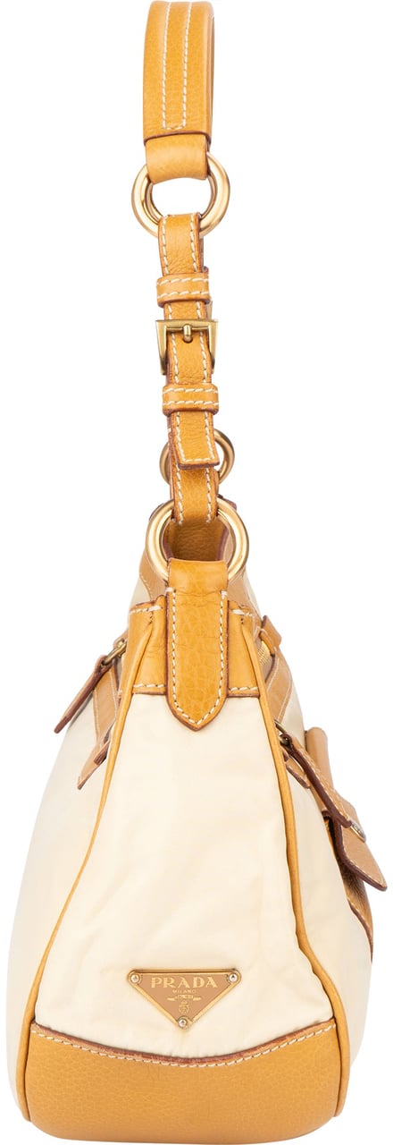 Prada Nylon Triangle Hobo Bag Bruin