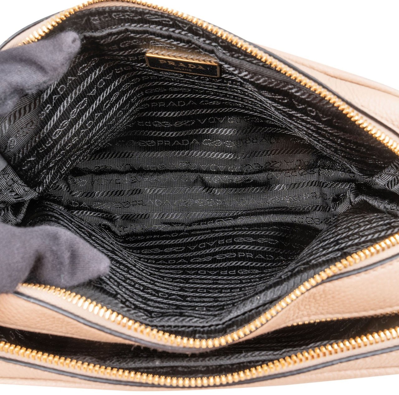 Prada Vitello Daino Leather Camera Crossbody Bag Beige