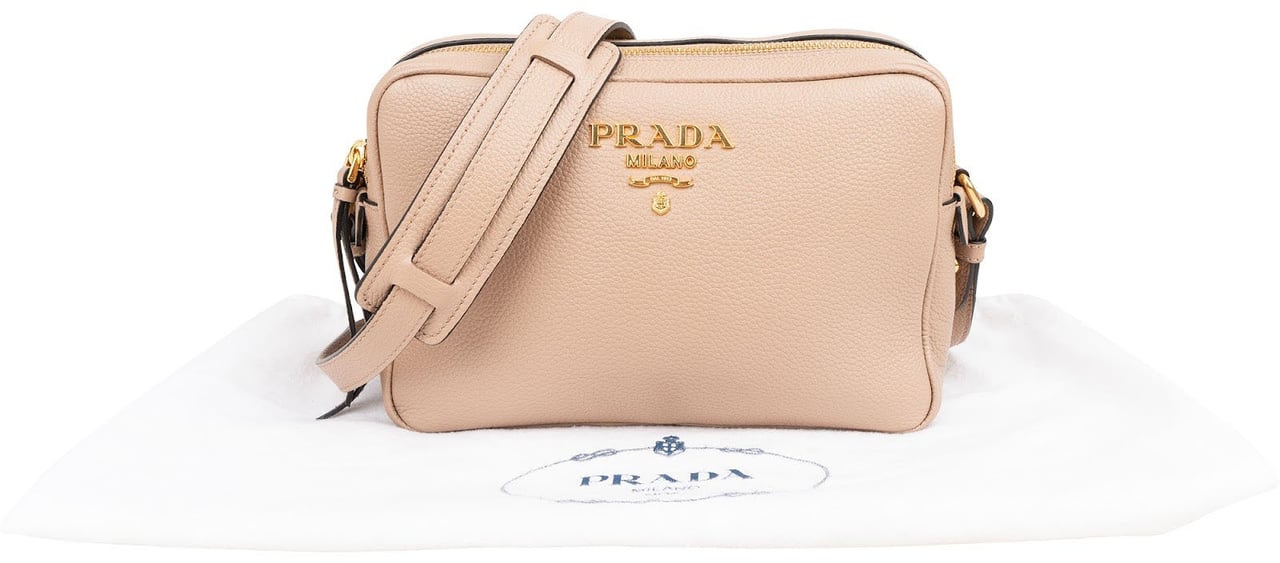 Prada Vitello Daino Leather Camera Crossbody Bag Beige